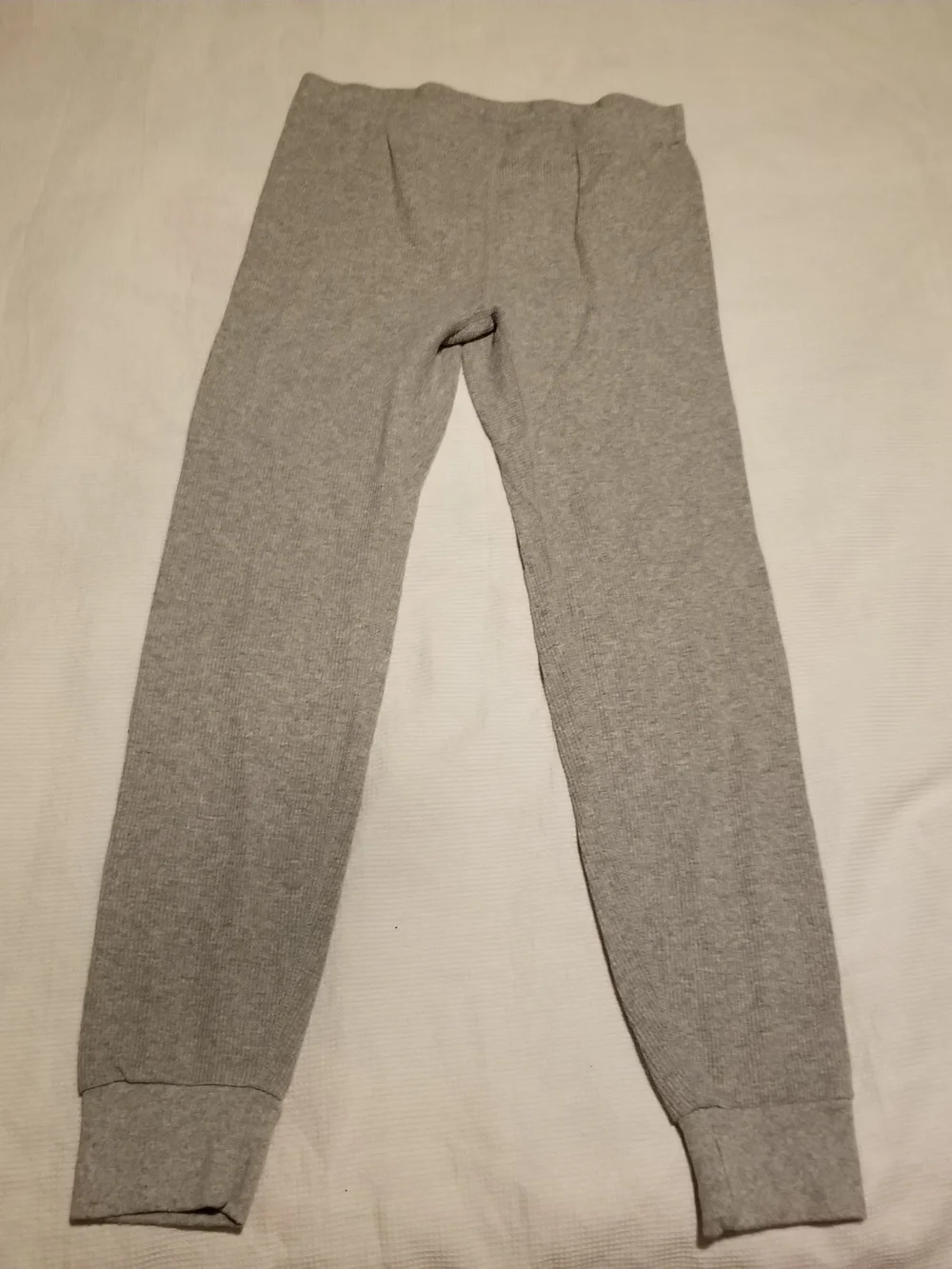 Athletic Works Large Gray Knit Stretch Leggings With Ribbed Texture & Cuffs